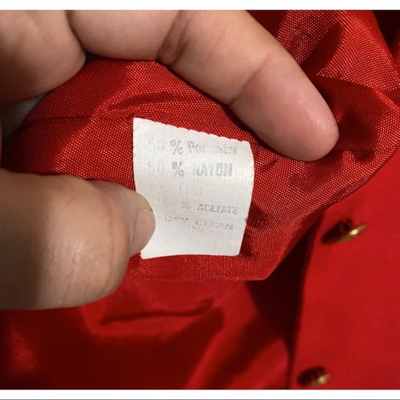 Stephen Douglas LTD Vintage Gold Buttons Fierce RED Fully Lined Blazer - Picture 10 of 14
